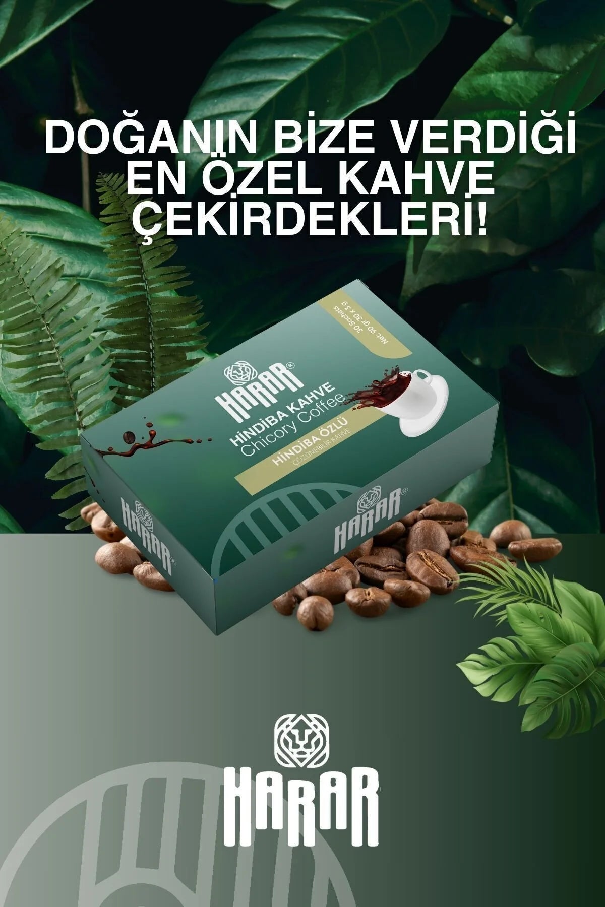 Harar Hindiba Kahve – Cichoreikoffie met Instant Koffie – Oplosbare Koffie – 30 Sachets x 3 g – 90 g