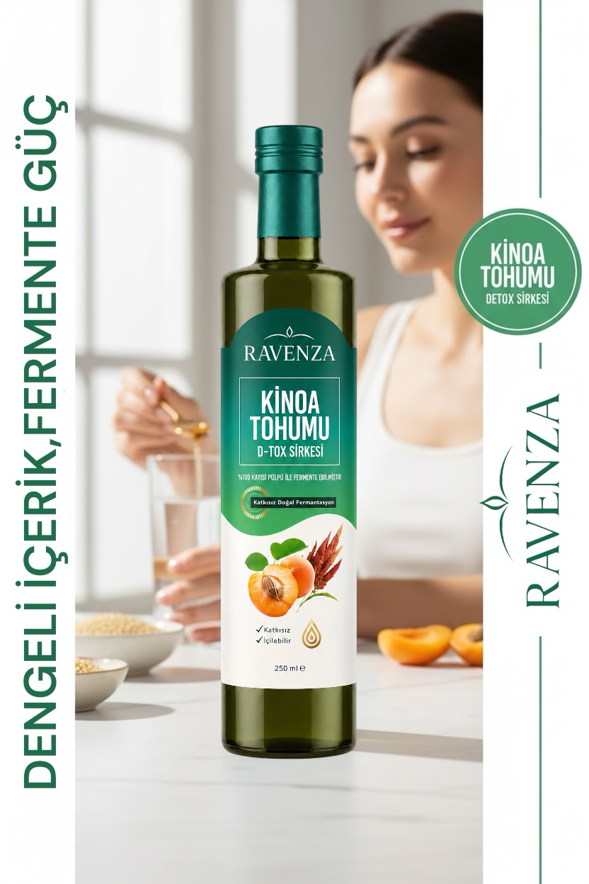 Ravenza Gefermenteerde Quinoa (Kinoa Tohumu) Azijn 250 ml – Drinkazijn met Abrikozenpulp – Natuurlijk Gefermenteerd