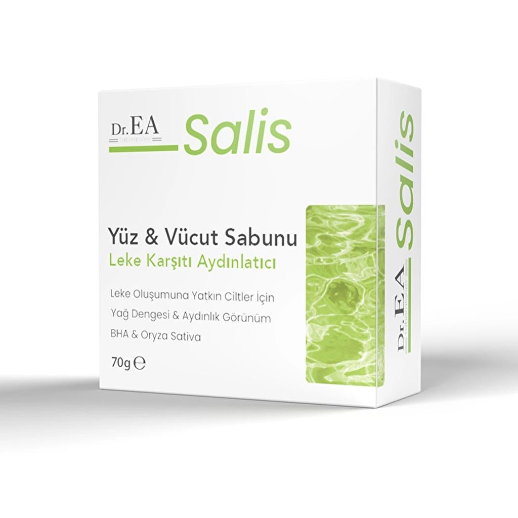 Dr. EA Salis Gezichts- en Lichaamszeep - Blemish-Prone Skin Face & Body Soap met Mandelic Acid - Niacinamide - BHA (Salicylzuur) & Rijstextract - Ondersteunt frisse uitstraling & verwijderen van dode huidcellen - Vlekjes of ongelijkmatige teint 70g