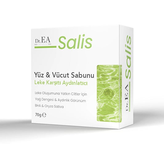 Dr. EA Salis Gezichts- en Lichaamszeep - Blemish-Prone Skin Face & Body Soap met Mandelic Acid - Niacinamide - BHA (Salicylzuur) & Rijstextract - Ondersteunt frisse uitstraling & verwijderen van dode huidcellen - Vlekjes of ongelijkmatige teint 70g