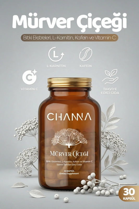 Channa Mürver Çiçeği – Kara Mürver, Yeşil Çay, L-Karnitin & Vitamin C – 30 Kapsül