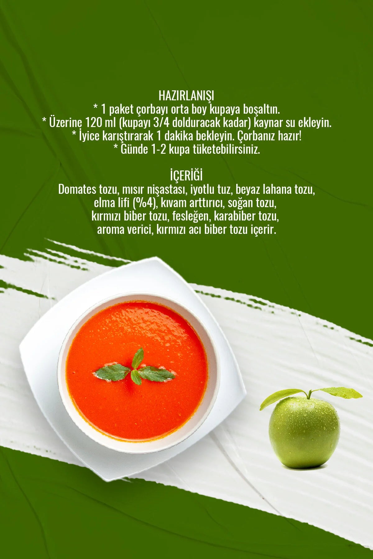 HHS Apple Fiber Vegetable Soup – Instant Groentesoep met Appelvezel & Natuurlijke Kruiden – Gezonde Lichte Soep – 20 Porties (300 g)