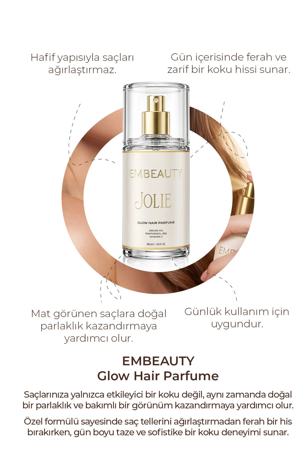 Embeauty Jolie Glow Haarparfum – Met Arganolie, Panthenol B5 & Vitamine C – 100 ml