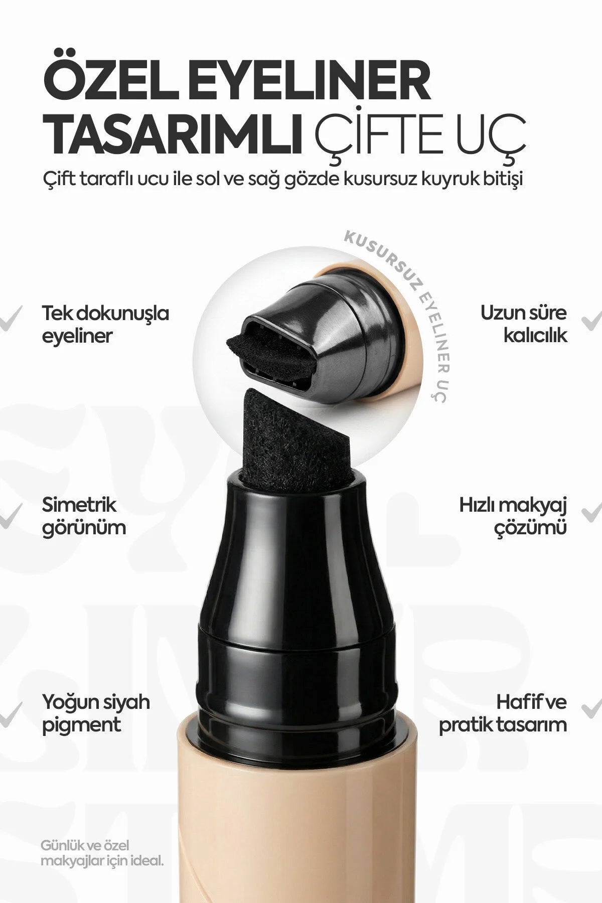 Inowia Eye Liner Stamp Waterproof Dual Stamp Intense Black