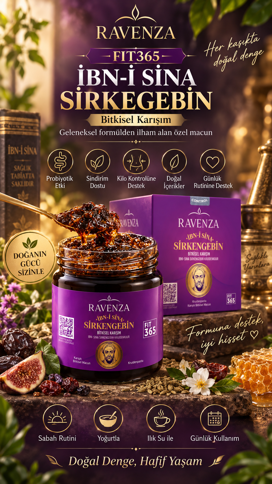 Ravenza İbn-i Sina Sirkencebin – Kruidenpasta met Granaatappelmelasse, Venkel, Rozemarijn, Chia & Quinoa – 240 g