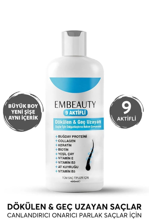 Embeauty Shampoo Collagen Anti-Haaruitval & stimuleert haargroei Sterke Formule 400ML Shampoo Collagen Keratin Bambu Whey Protein Chestnut Panthenol Biotin Vitamin B5 Vitamin B3