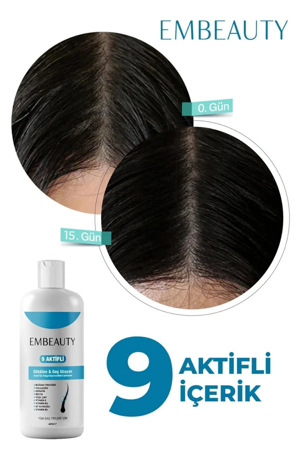 Embeauty Shampoo Collagen Anti-Haaruitval & stimuleert haargroei Sterke Formule 400ML Shampoo Collagen Keratin Bambu Whey Protein Chestnut Panthenol Biotin Vitamin B5 Vitamin B3