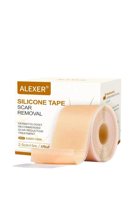 Alexer Silicone Tape Scar Removal - Zachte siliconen tape - Verwijderen van littekens - brandwonden - keizersnede-incisielijn - keloïden - chirurgische littekens - esthetische operaties - rimpels - door Dermatologen aanbevolen - 2,5 cm x 3 m / 1 rol