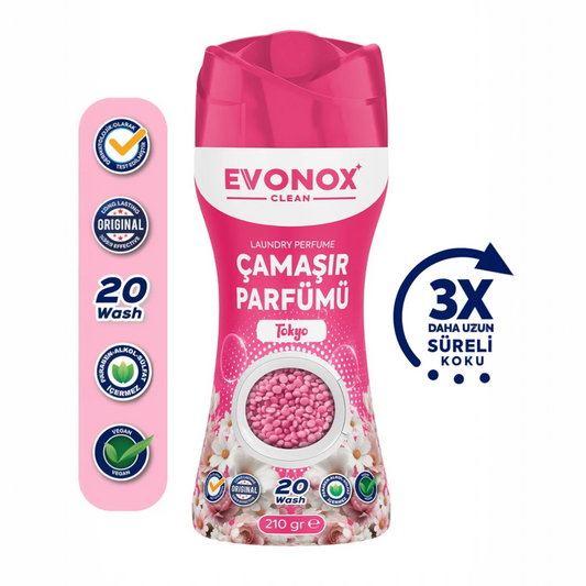 EVONOX Clean Tokyo Çamaşır Parfümü 210 gr – Tatlı Çiçek Kokulu In-Wash Scent Booster