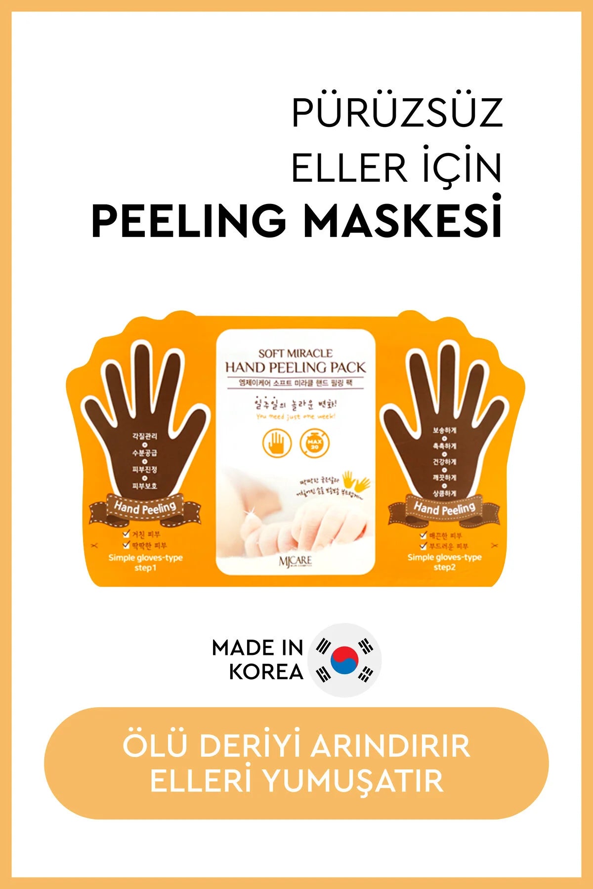 MJ Care Soft Miracle Hand Peeling Pack – Peeling Handmasker – Handschoenenmasker – Exfoliërend & Verzorgend – 1 Paar