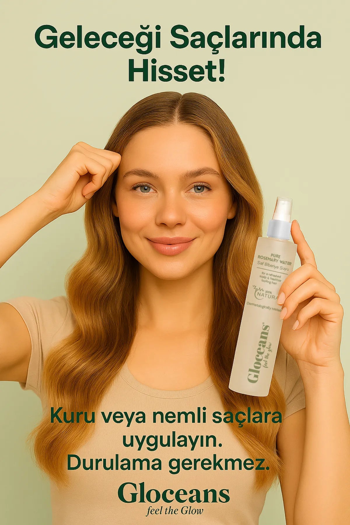 Gloceans Rozemarijnwater Haartonic - Anti-verlies en ondersteunt de haargroei 100% natuurlijk en puur - Dermatologisch getest - 100 ml