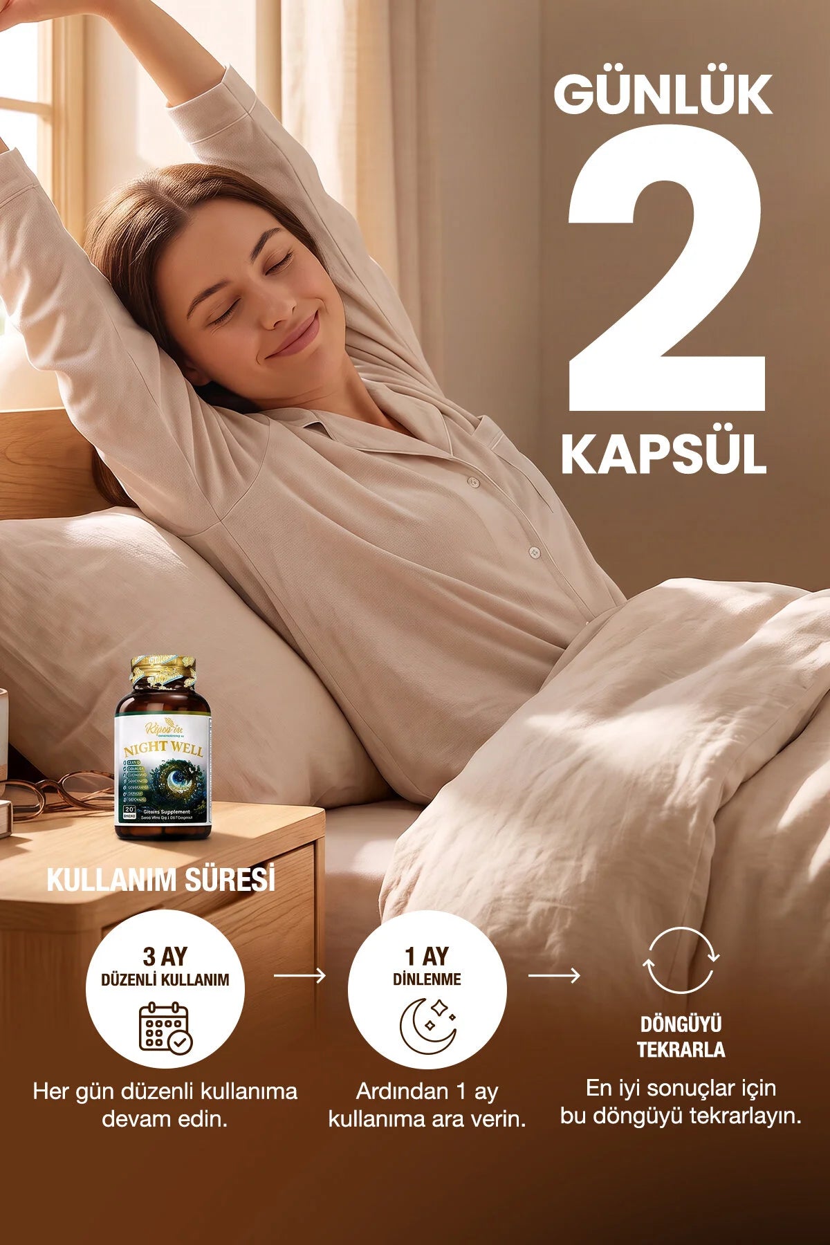 Kiperin Night Well – Magnesium, L-Theanine, Glycine, Passiflora & Vitamine B6 – 60 Capsules – 30 Porties