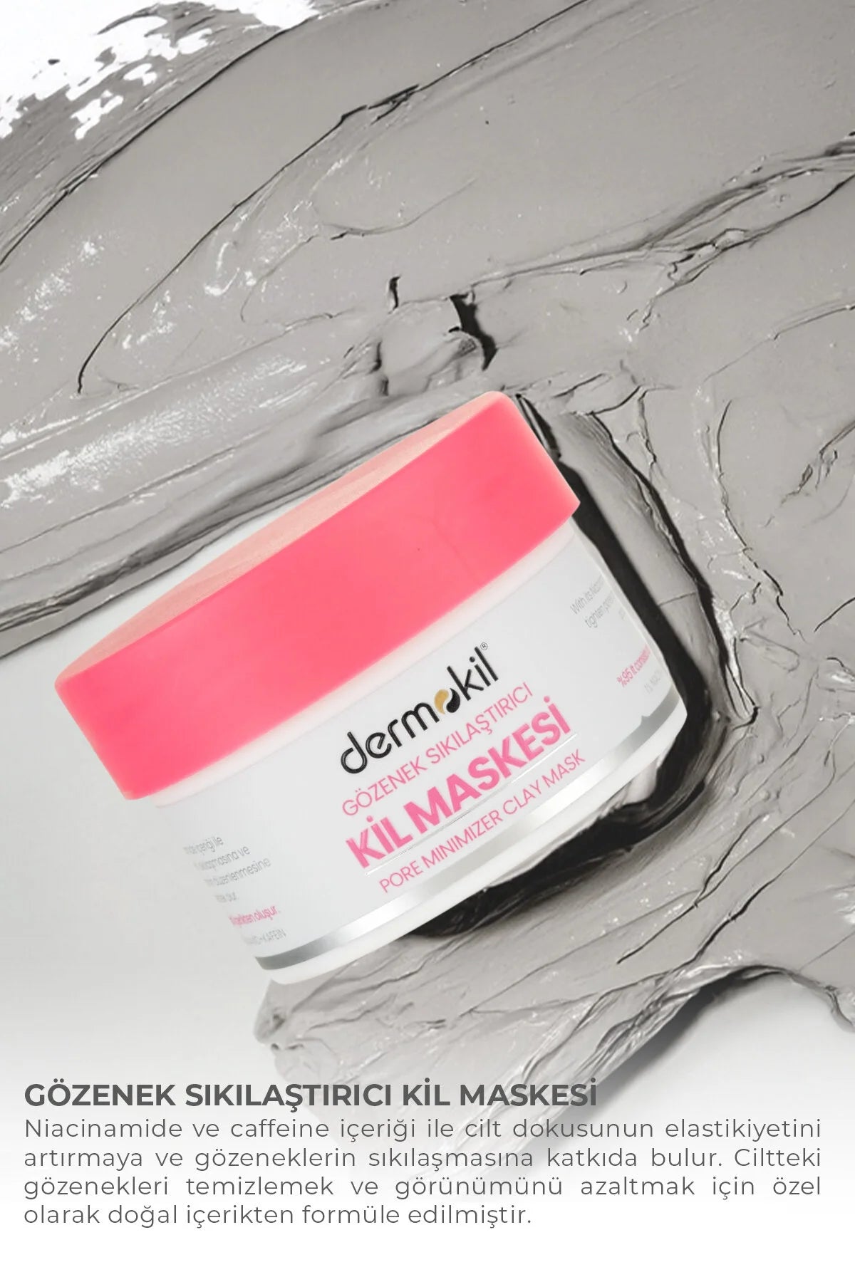 Dermokil Pore Minimizer Clay Mask 50 ml | Gezichtsmasker met Niacinamide & Cafeïne | Voor Vette en Gemengde Huid