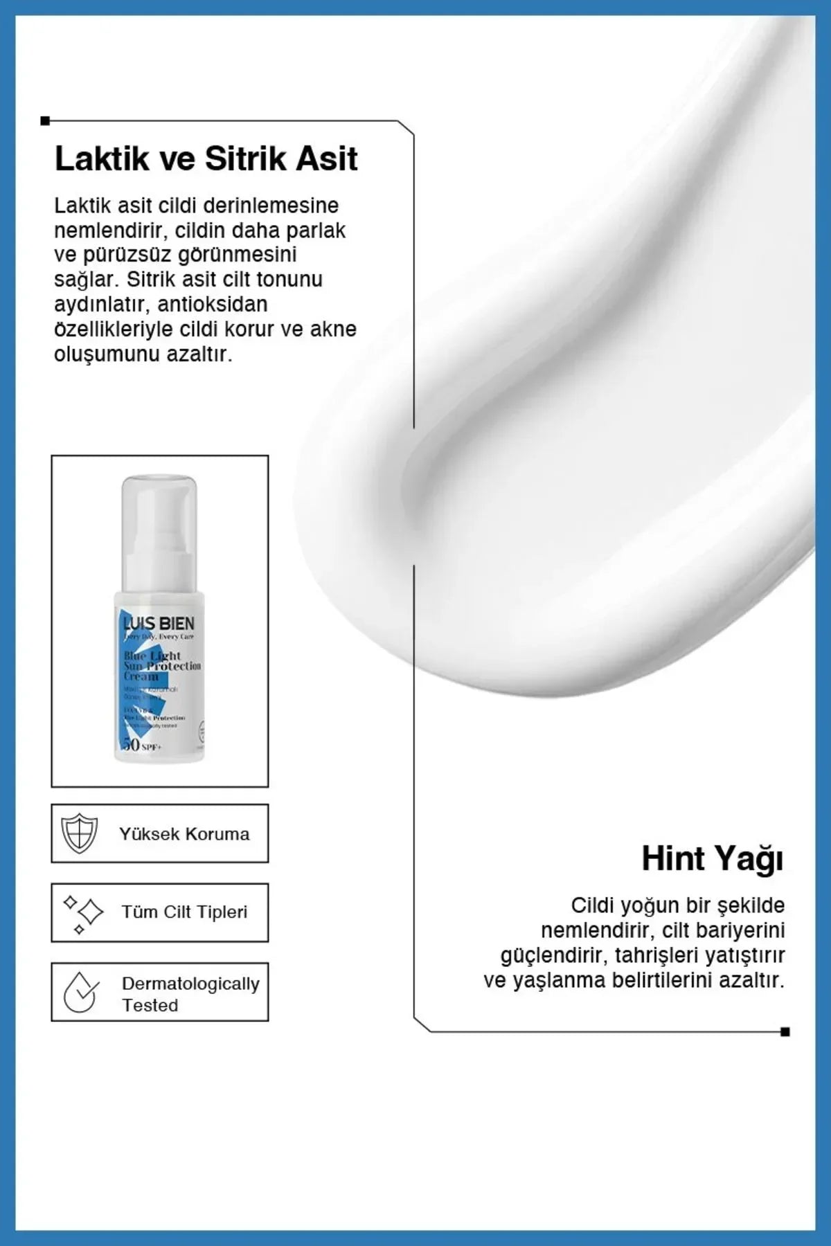 Luis Bien Zonnebrandcrème SPF 50+ UVA/UVB & Blue Light Sun Protection Cream - Dubbele bescherming - Dermatologisch getest - Alle huidtypen - 50 ml