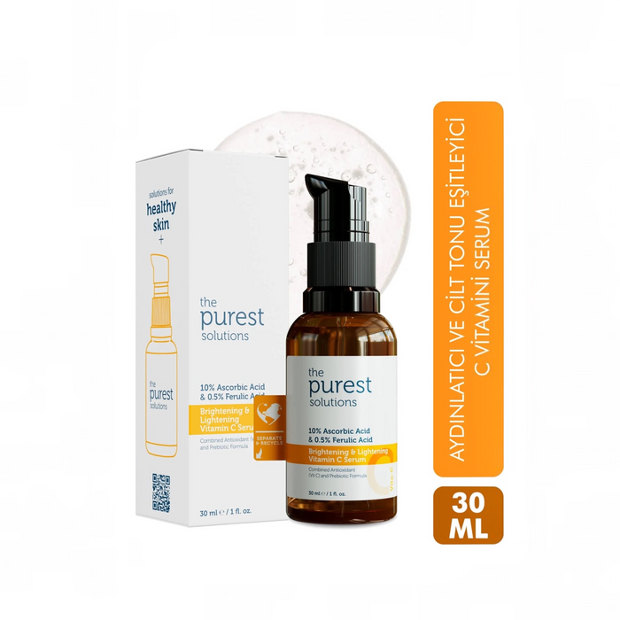 The Purest Solutions Vitamin C Serum 30ml | 10% Ascorbinezuur & 0,5% Ferulinezuur voor een Stralende Huid