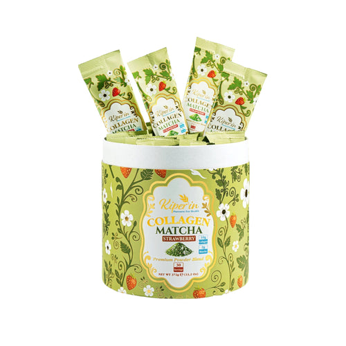 Kiperin Collagen Matcha Strawberry – Gehydrolyseerd Collageen Type 1 & 3 – Matcha – Aardbei Smaak – 30 Porties – 372 g