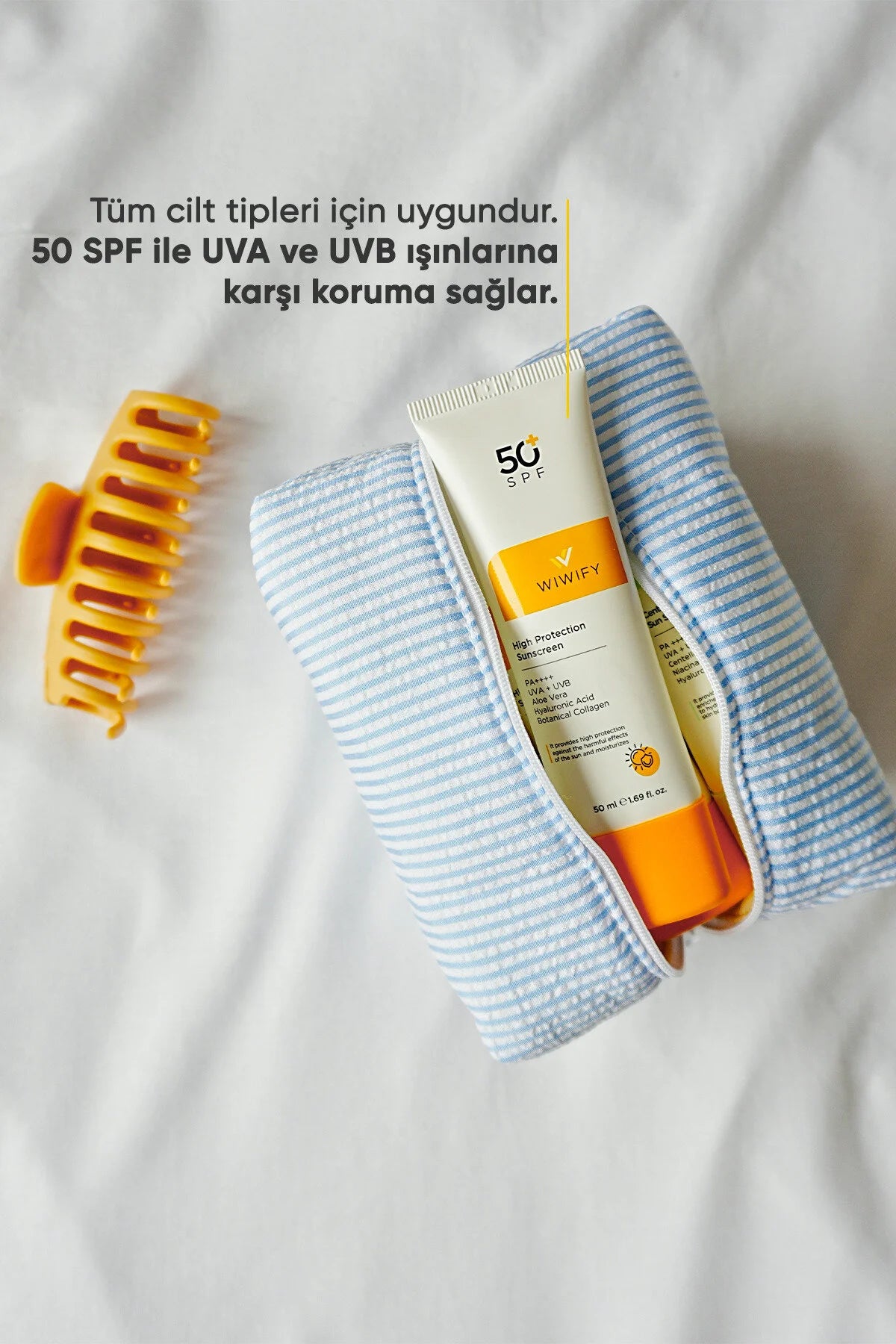 WIWIFY SPF 50+ Sunscreen 50ml | UVA & UVB Bescherming met Hyaluronzuur en Aloe Vera