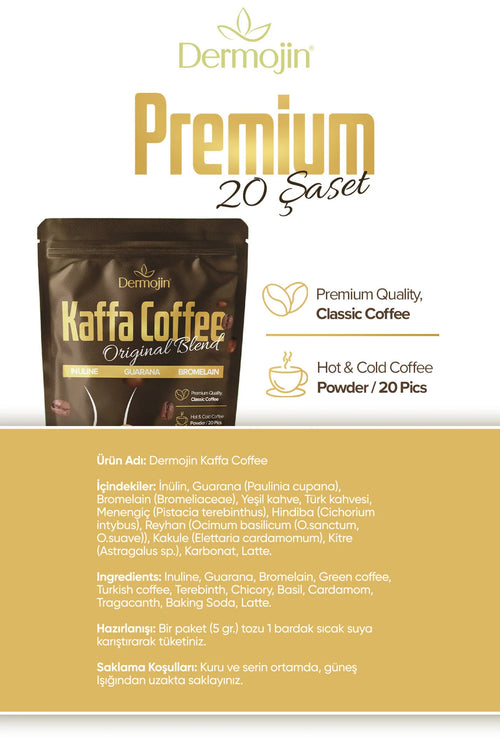 Dermojin Kaffa Koffie – Inuline, Bromelaïne & Guarana – Oploskoffie – 20 Sachets – 100 g
