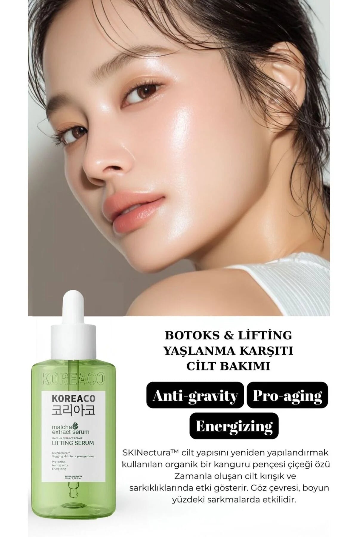 Koreaco Matcha Lifting Serum 70ml – Verzorgend Gezichtsserum met Groene Thee Extract