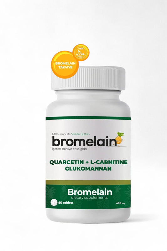 Valide Sultan - Bromelaïne voedingssuplement met Quercetin + L-Carnitine + Glucomannan 60 Tabletten - Spijsvertering / Energie & Gewichtsbeheersing