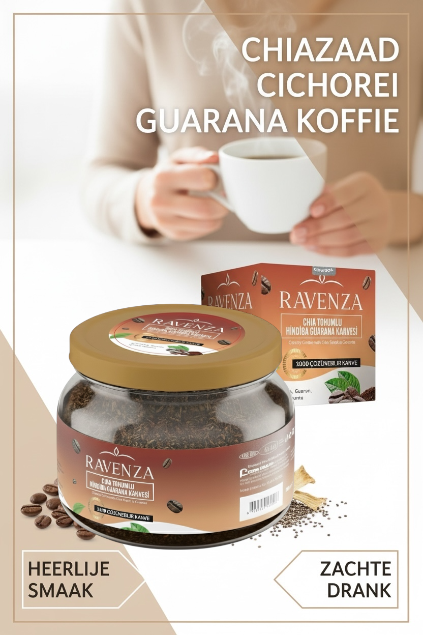 Ravenza Chicory (Hindiba) Koffie met Chiazaad & Guarana - Oploskoffie - 150 g