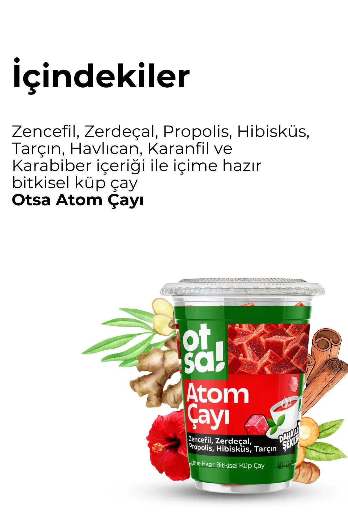 Otsa Atoom Thee - Kruidenblokjesthee - Gemberextract - Hibiscus - Kaneel en Kurkuma Mix - Natuurlijke en Energieke Atoomthee – 170 gr