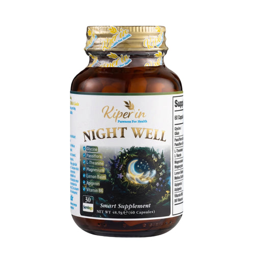 Kiperin Night Well – Magnesium, L-Theanine, Glycine, Passiflora & Vitamine B6 – 60 Capsules – 30 Porties