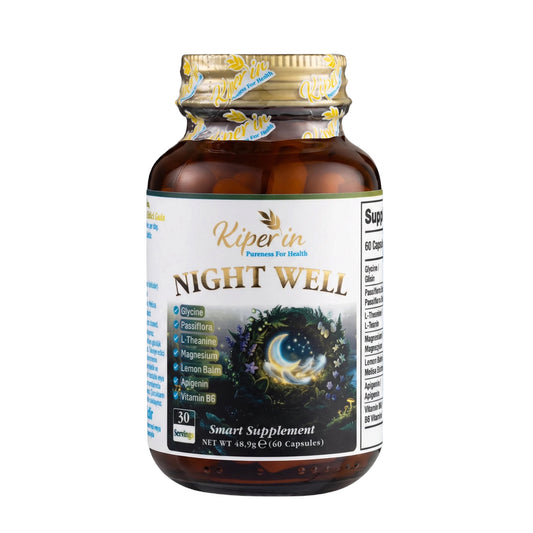 Kiperin Night Well – Magnesium, L-Theanine, Glycine, Passiflora & Vitamine B6 – 60 Capsules – 30 Porties