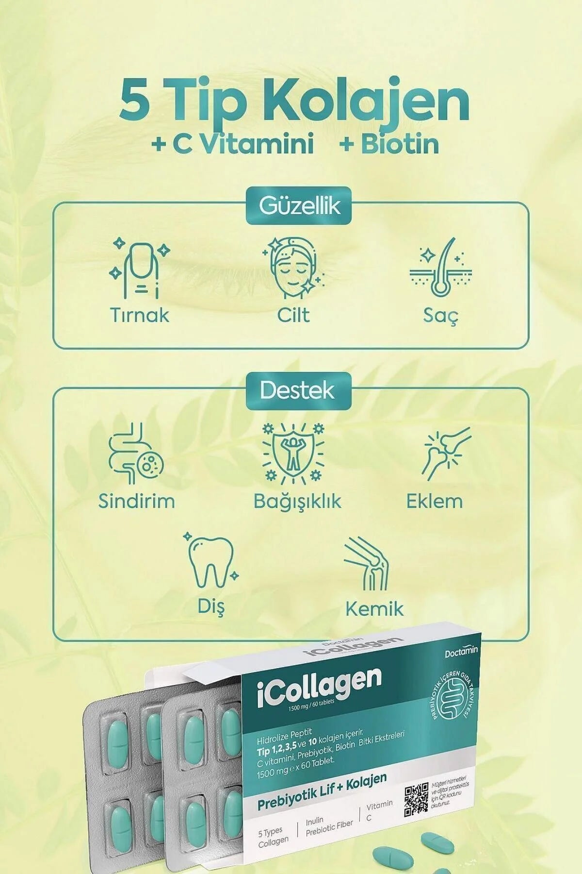 Doctamin iCollagen Collageen Tabletten 1500 mg met Vitamine C – 60 Tabletten