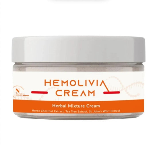 Hemolivia Cream Herbal Mixture Cream - Kruidenmengselcreme - Paardenkastanje+Tea Tree-extract+ Sint-Janskruid - Voedende en Verzachtende Kruidencrème voor de Gevoelige Huid - Alle huidtypen - 100 ml