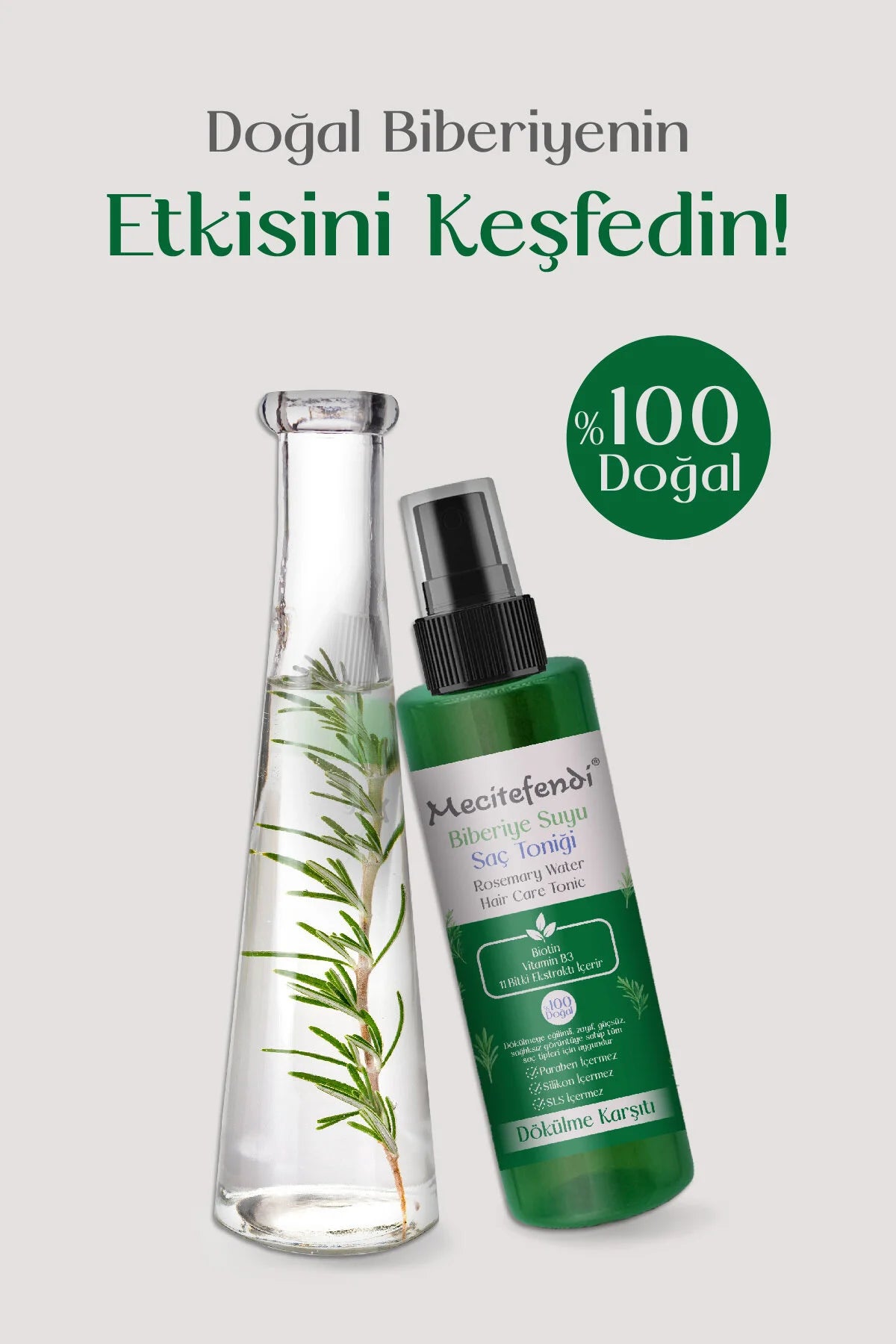 Mecitefendi Rosemary Water Hair Care Tonic 150ml | Biberiye Suyu Saç Toniği Biotin & Vitamin B3