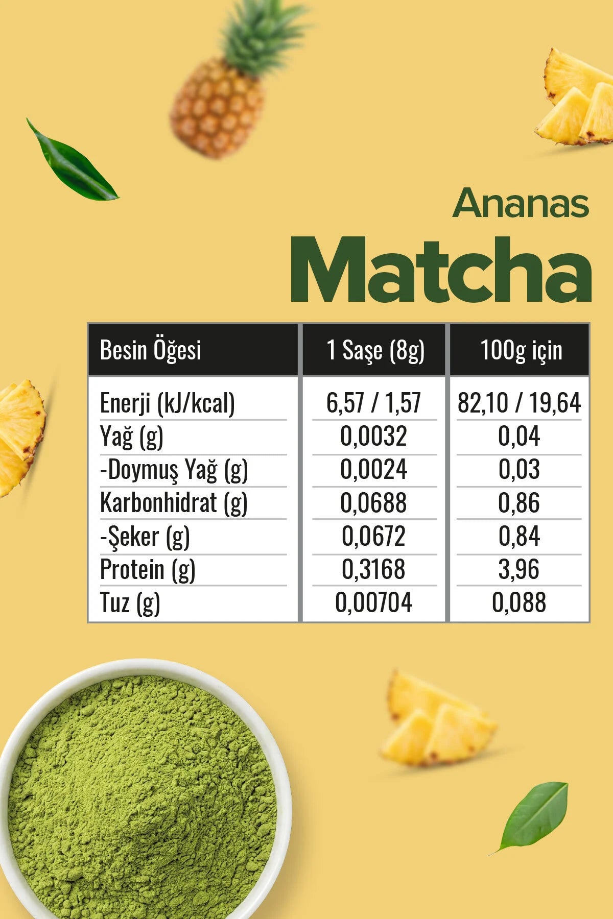 Zühre Ana Matcha Ananas – Kruidenthee met Groene Thee & Ananas – 20 Sachets x 8 g