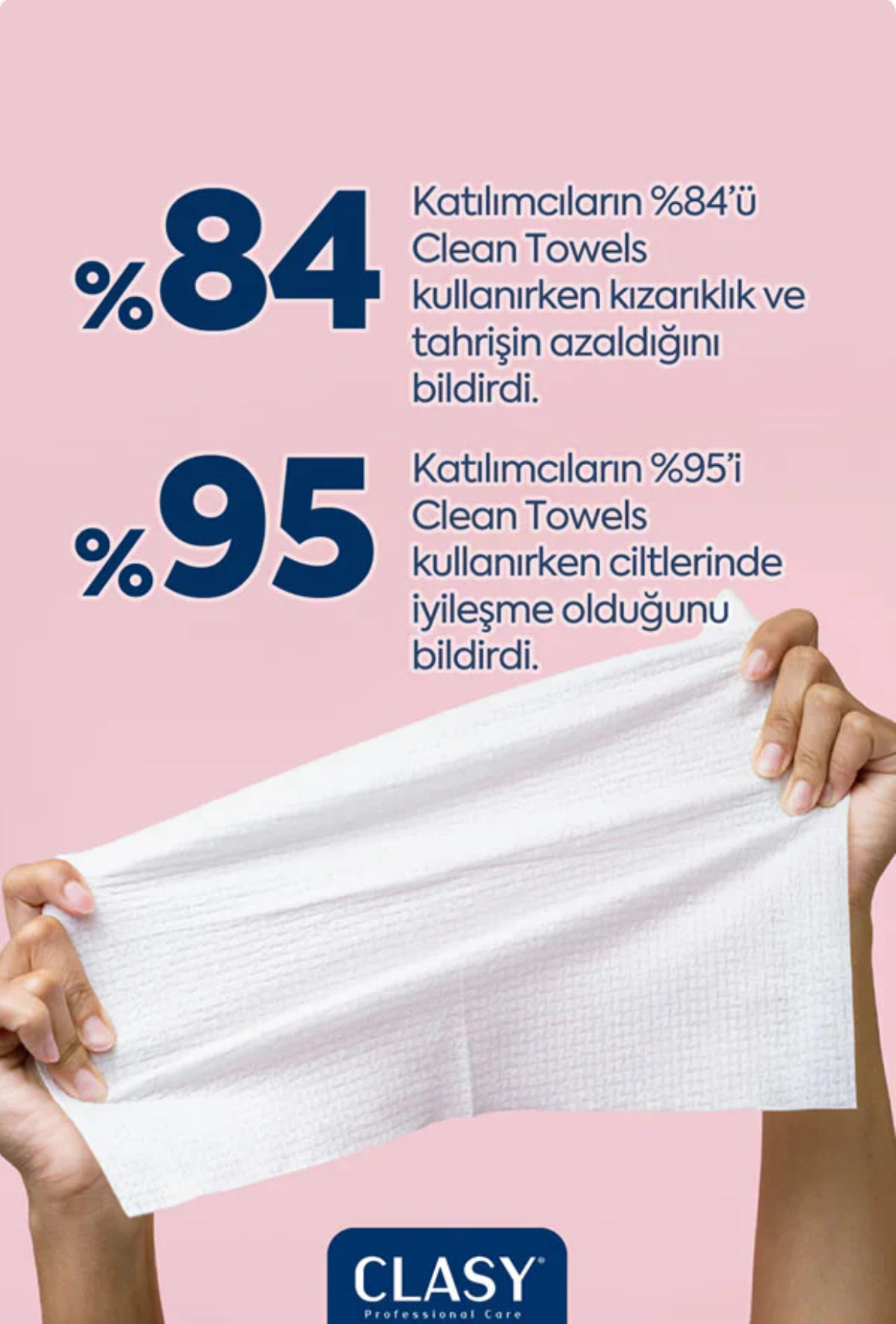 Clasy Care Professionele Clean Towels XL - 50-pack Make-up- en Gezichtsreinigingshanddoeken / wegwerp - Multifunctionele Reinigingsdoek - Make-up+Gezicht+Hand+Lichaam - Uitstekend niveau Acne+Puistjes+Roodheid+Droodheid - Alle huidtypen