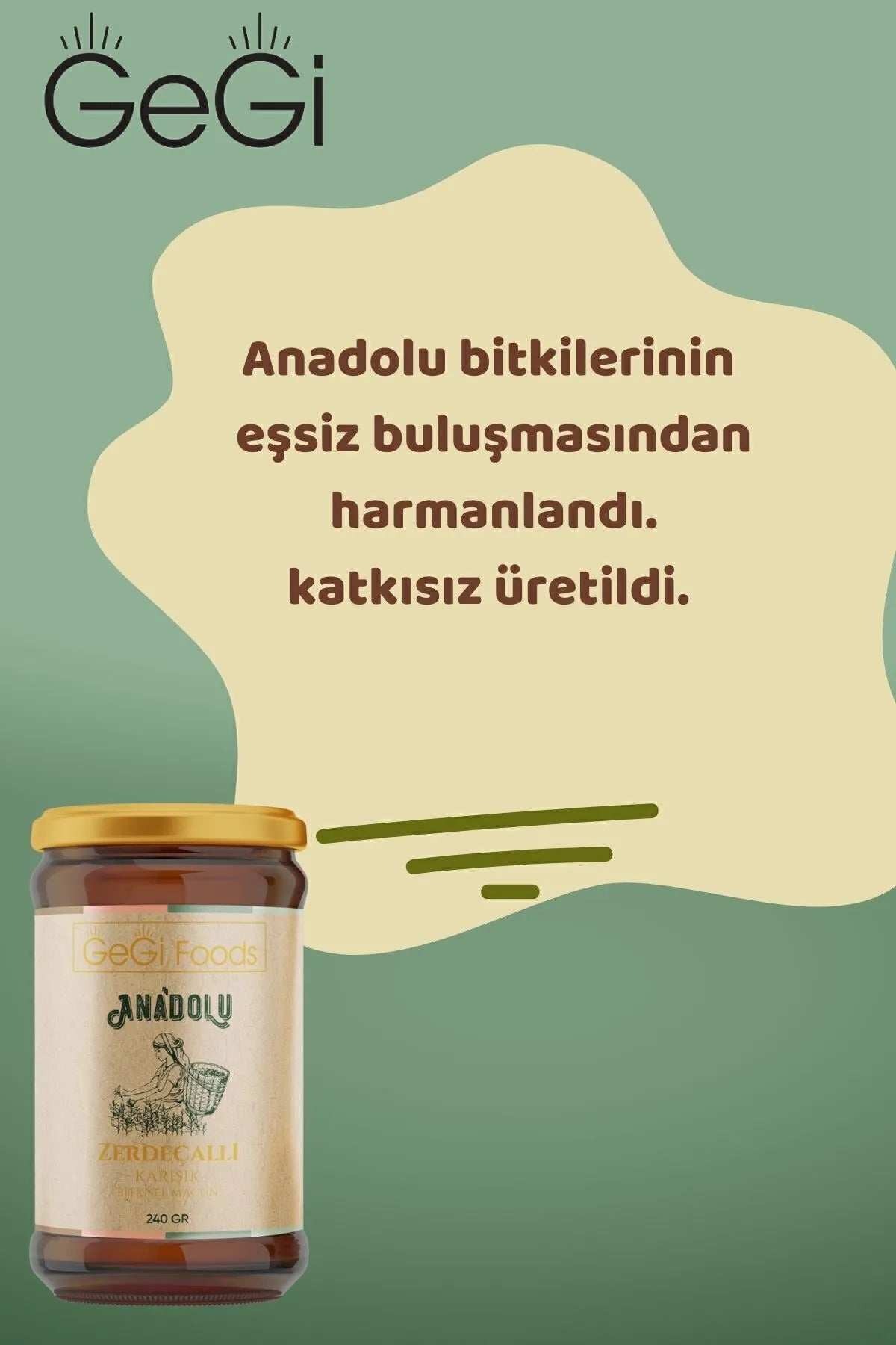 GEGİ Foods Anadolu Zerdeçallı Karışık Bitki Ezmesi - sindirimi, nefes almayı ve bağışıklığı destekler 240 gr