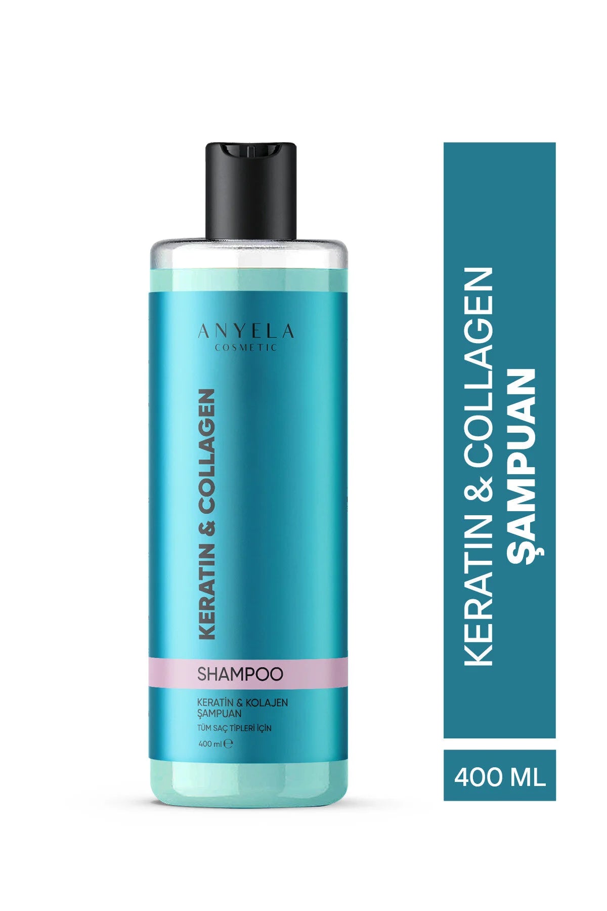 Anyela Cosmetic Keratin & Collageen Shampoo - Herstelt beschadigd haar & Versterkt haarvezels - Vermindert haarbreuk - Glans & Volume - voor alle haartypes - 400 ml