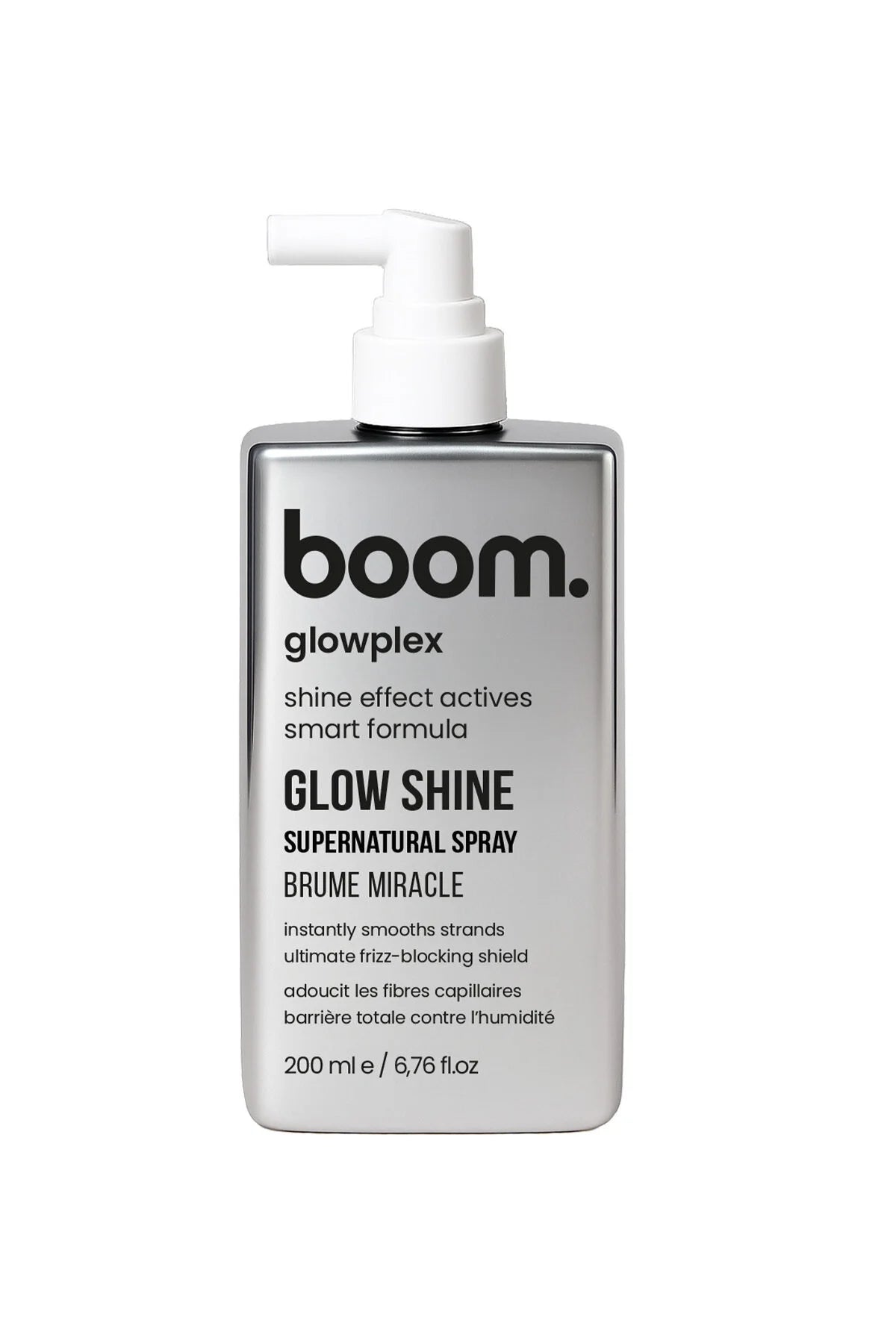 Boom Glowplex Glow Shine Supernatural Spray - Ultra Glans & Anti-Pluis Haarverzorging - Hittebescherming - Vochtbarrière & Kleurbehoud - Voorkomt statisch haar - Spiegelglad haar - 200 ml