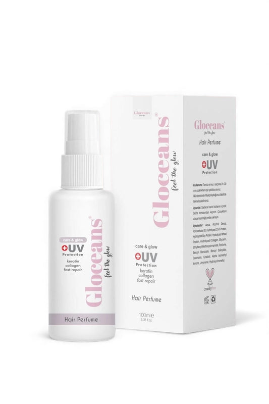 Gloceans Hair Perfume Care & Glow + UV Protection - Haarpafrum met Keratine / Collageen & Bloemige Geur - Hele dag zacht - Glanzend & Fris ruiken - Voeden / Versterken / Herstellen haarvezels - 100 ml