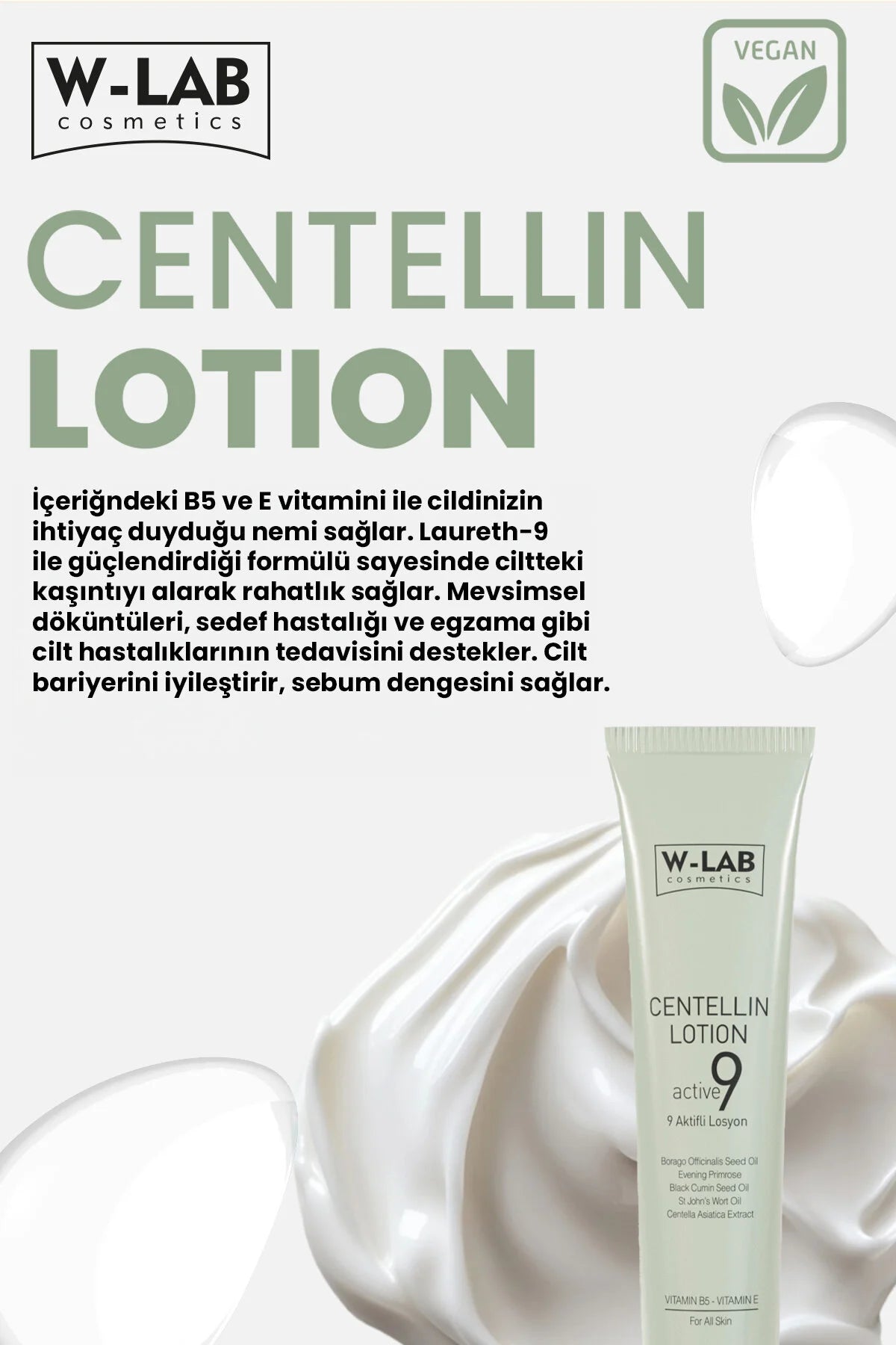 W-Lab - Centellin Lotion Active 9 | Selin Cigerci Kozmetik | 9 Active Ingredients | 50ML | Wonder Lotion | Helpt bij pigmentvlekken, acne, rosacae, striemen ,lekkere geur | Super Losyonu 9 aktif icerikli