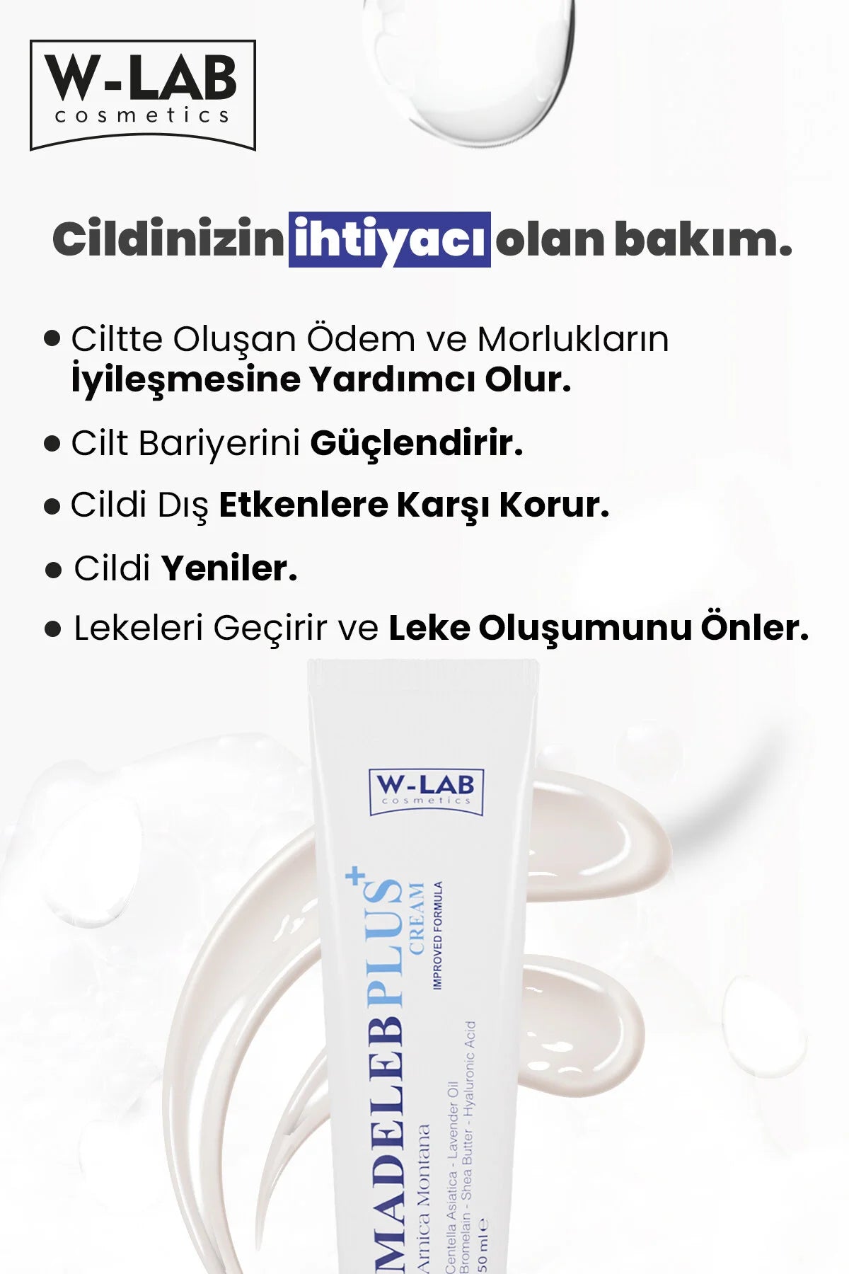 W-Lab Madeleb PLUS+ | Arnica Montana | Centella Asiatica - Lavender Oil | Improved Formula Cream 50 ML | 1 Tube | Wondercreme helpt bij littekens,acne,pigmentatie,nieuwe huid | Exfoliating |