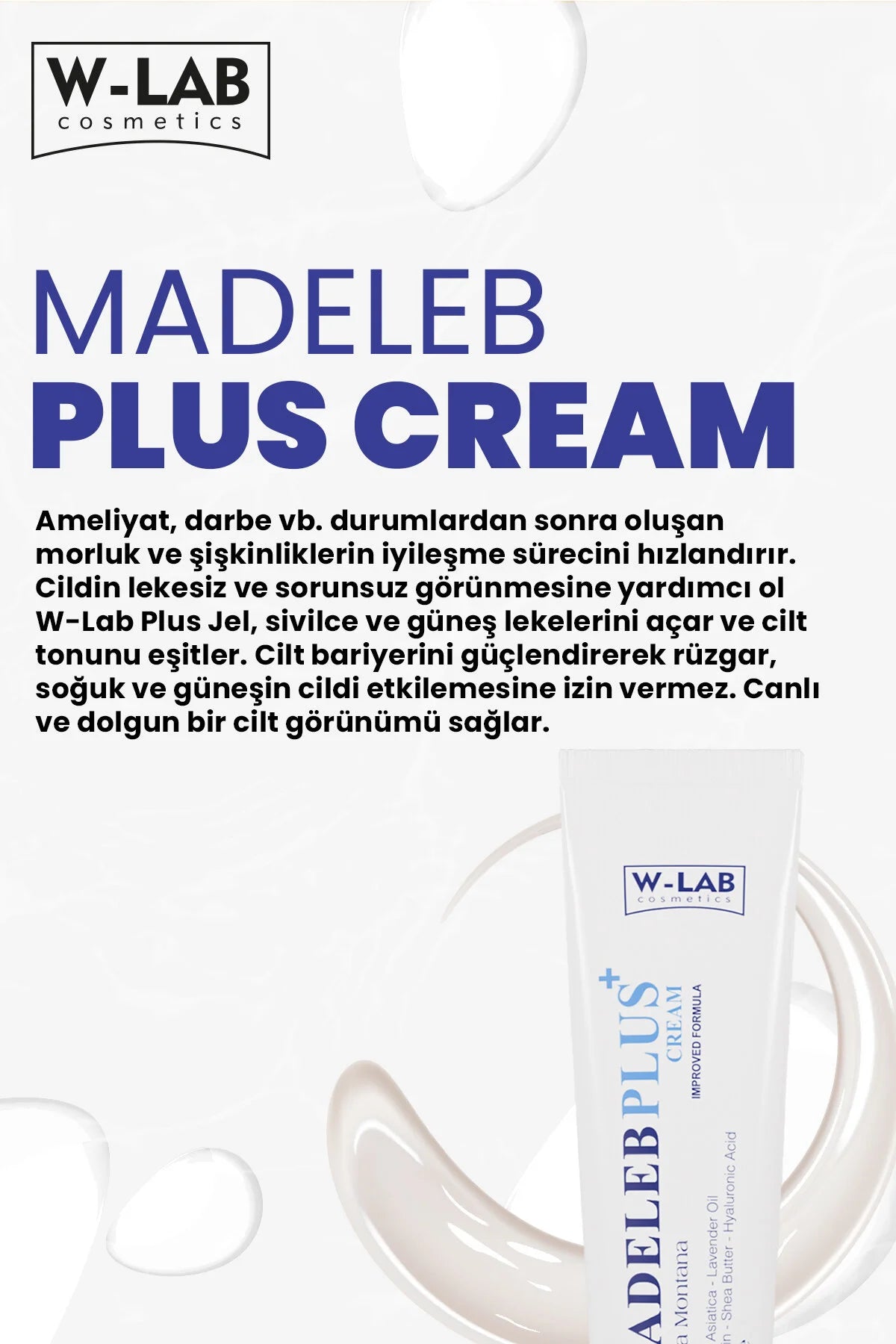 W-Lab Madeleb PLUS+ | Arnica Montana | Centella Asiatica - Lavender Oil | Improved Formula Cream 50 ML | 1 Tube | Wondercreme helpt bij littekens,acne,pigmentatie,nieuwe huid | Exfoliating |