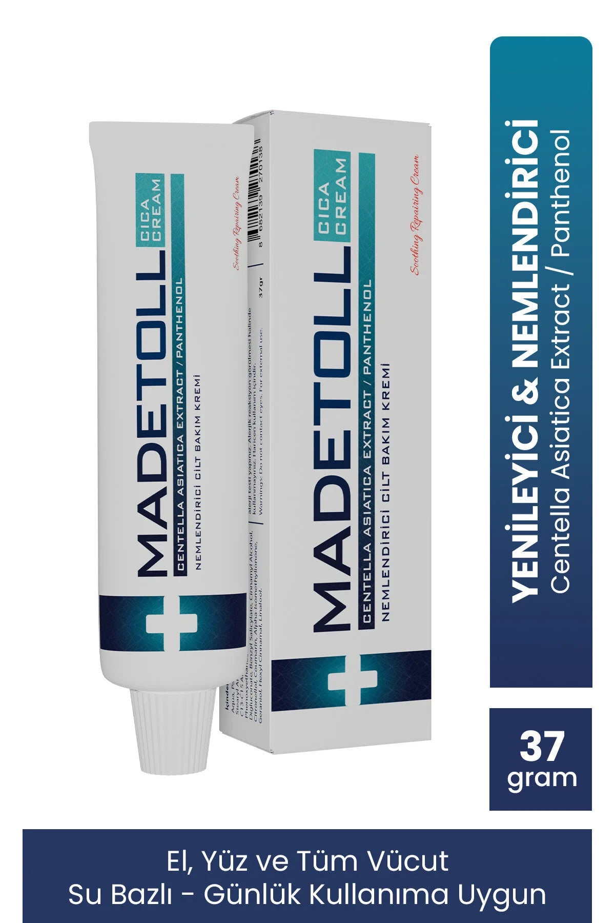 Madetoll - Centella Asiatica Wondercreme- Tegen Pigmentatie - Herstellend en verstrakkend - Helpt tegen Acne & Puisten & behandeling van een geïrriteerde huid - 30G
