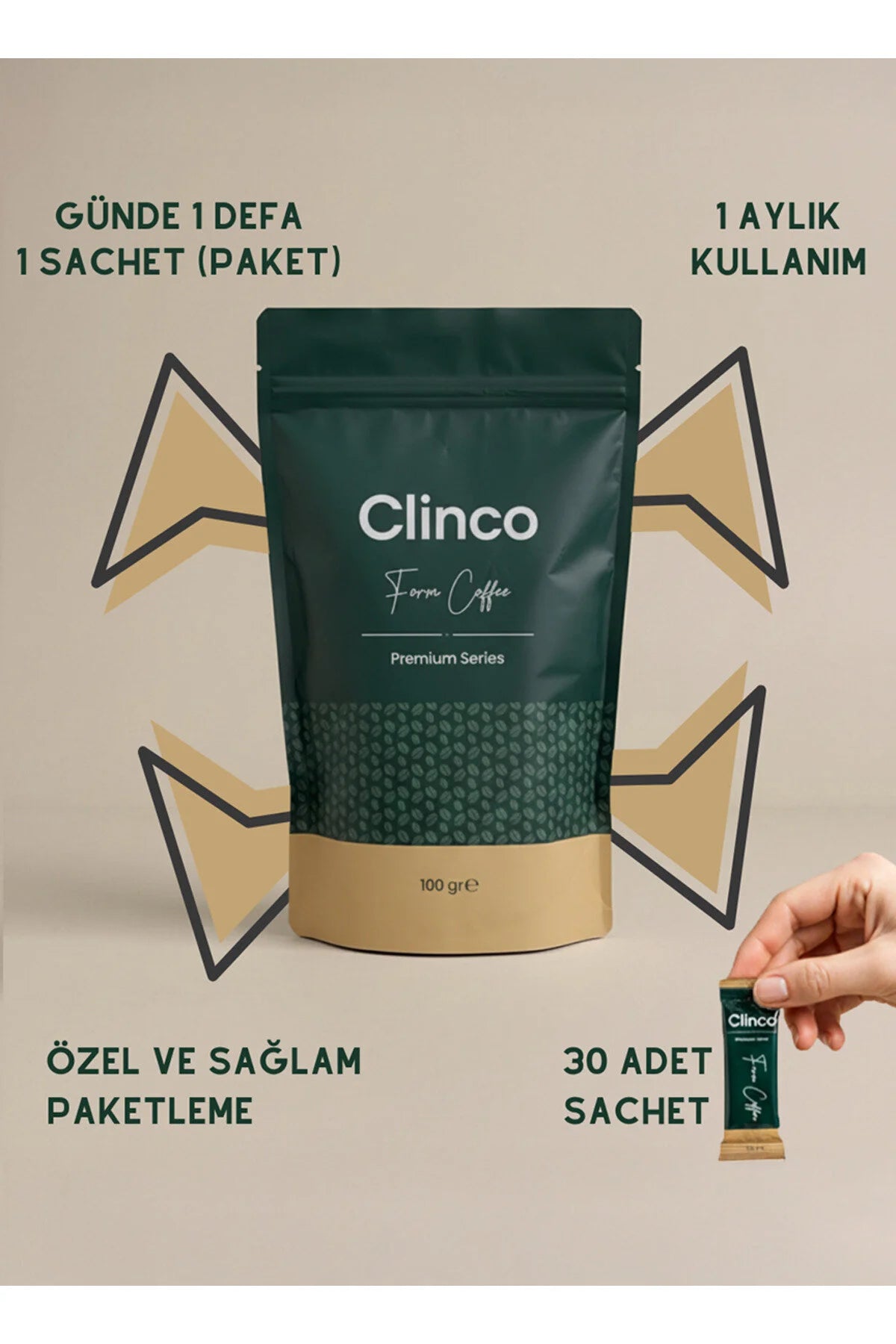 Clinco Form Coffee – Special Formula met Detox Koffie - Dieetkoffiepoeder - Koffiemelange met kruideningrediënten 30x3gr - 1 Maand Gebruik
