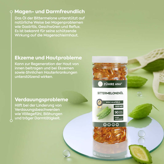 Zühre Ana Bitter Melon Oil 1300 mg - 90 Zachte Capsules - Kudret Narı Olie Supplement