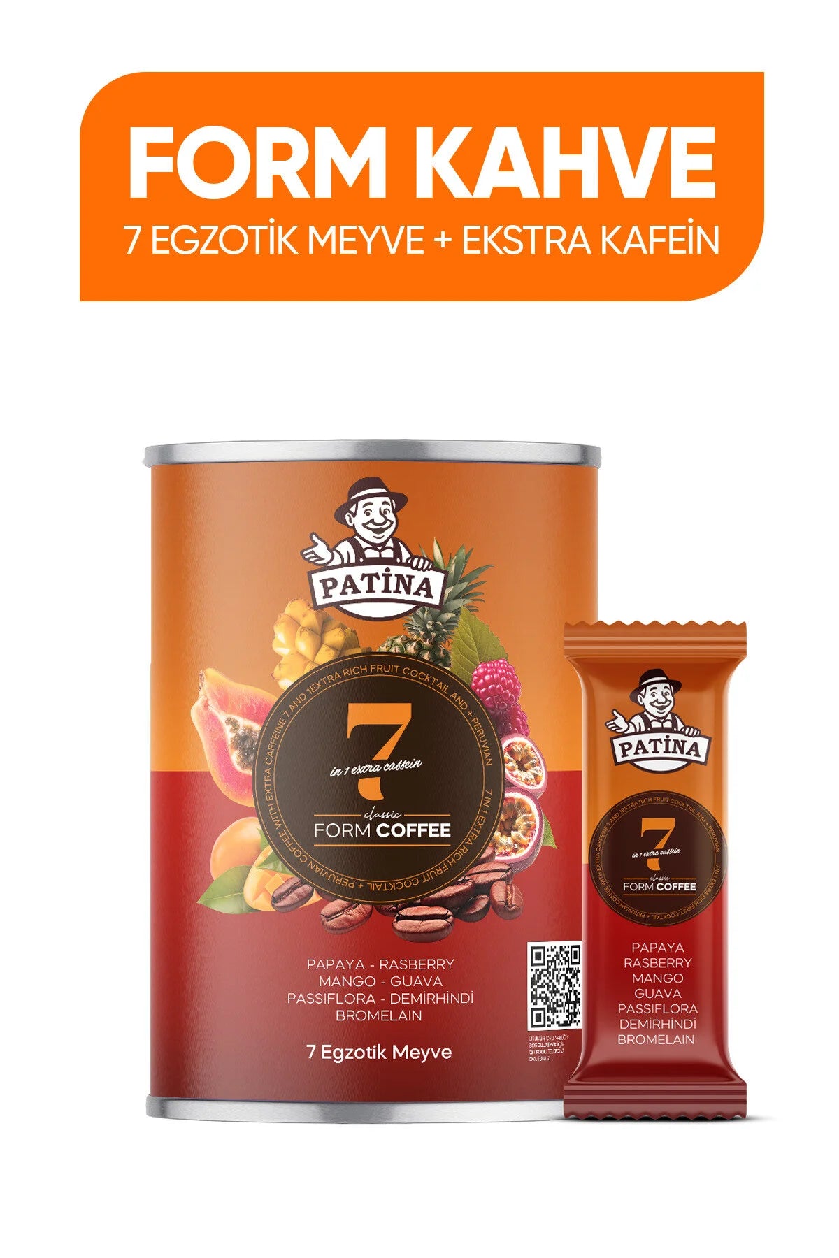 LAZICO PATINA Form Koffie Detox Afvallen met 7 Exotische Vruchten "de Eerste en Enige ter Wereld Peru-koffie" en extra cafeïne 30 zakjes