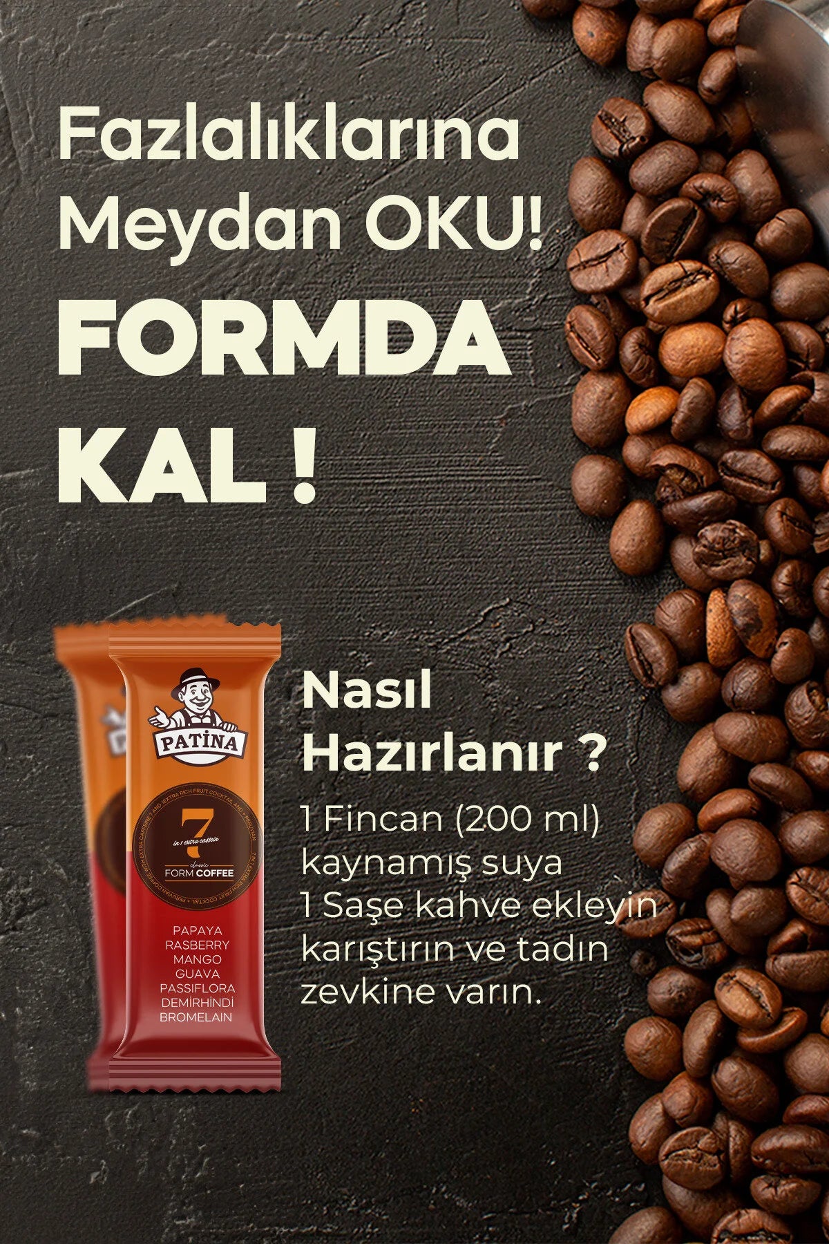 LAZICO PATINA Form Koffie Detox Afvallen met 7 Exotische Vruchten "de Eerste en Enige ter Wereld Peru-koffie" en extra cafeïne 30 zakjes