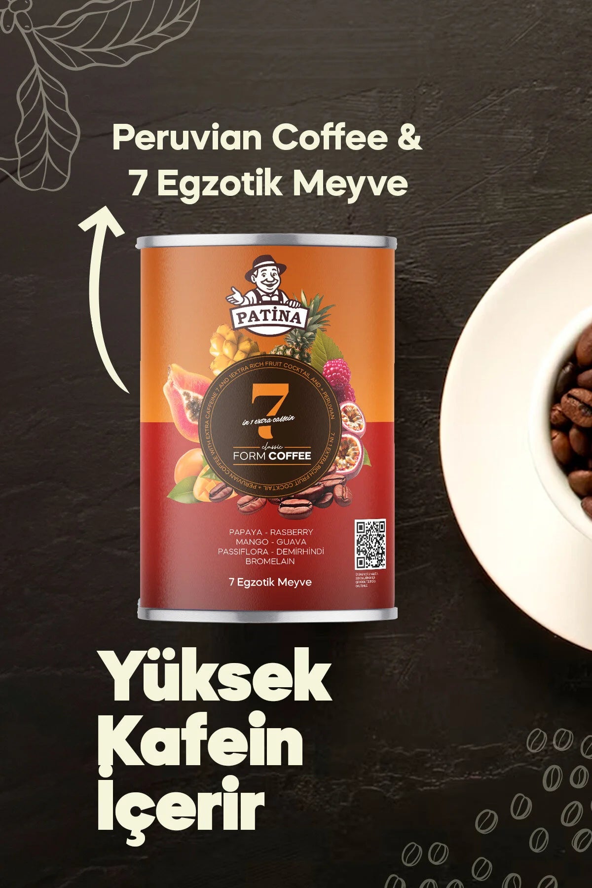 LAZICO PATINA Form Koffie Detox Afvallen met 7 Exotische Vruchten "de Eerste en Enige ter Wereld Peru-koffie" en extra cafeïne 30 zakjes