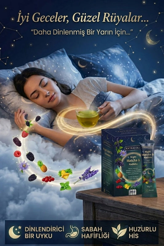 Extracoll Night Matcha & Kediotu Detox Drink Poeder 200 g | Met Matcha, Prebiotica, Bromelaïne & Citroenmelisse | 20 Sticks