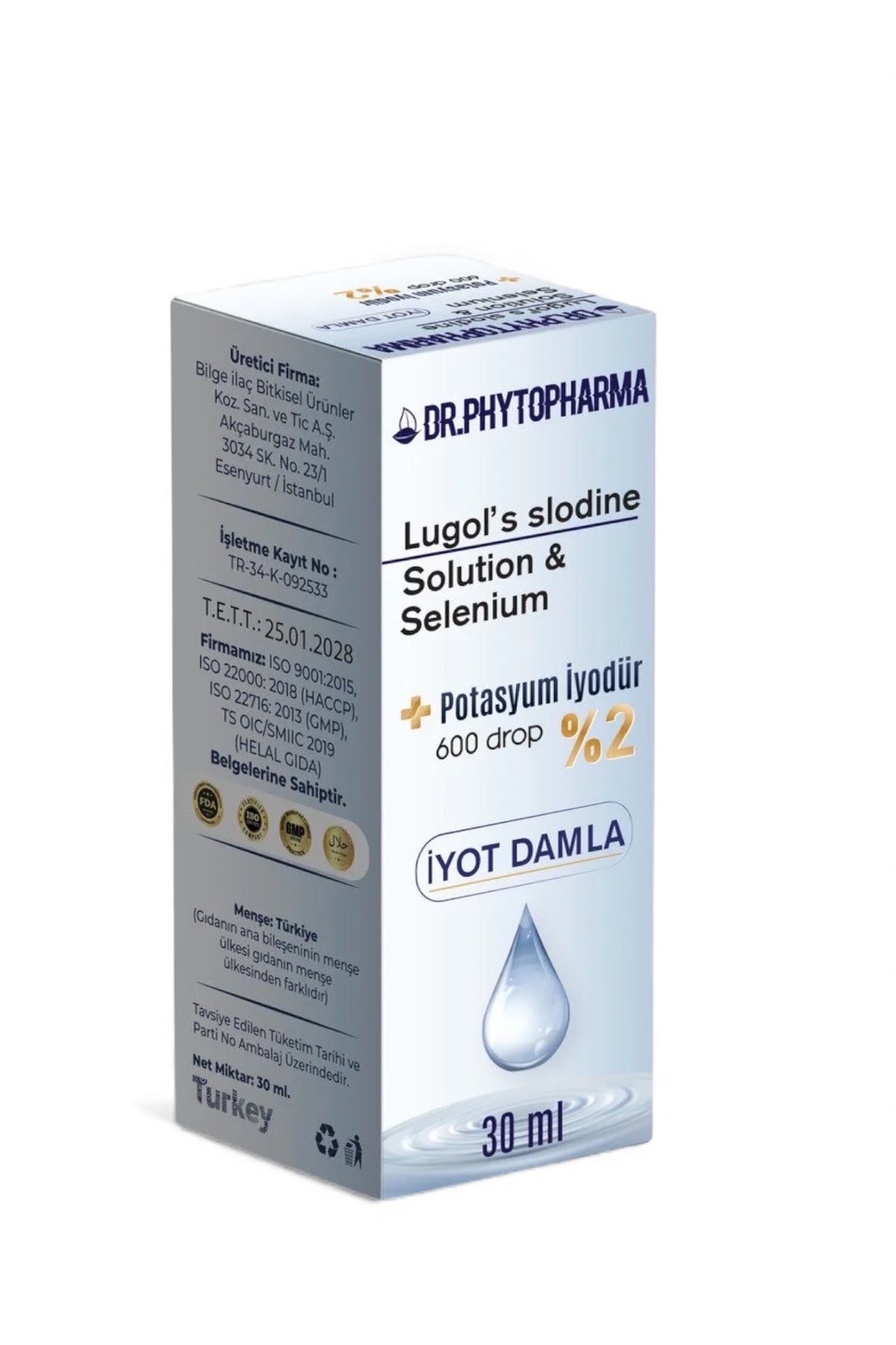 Dr. Phytopharma Jodium en Selenium Druppels - Vloeibaar Voedingssupplement - Kaliumjodide & Natriumseleniet - 600 druppels - 30 ml