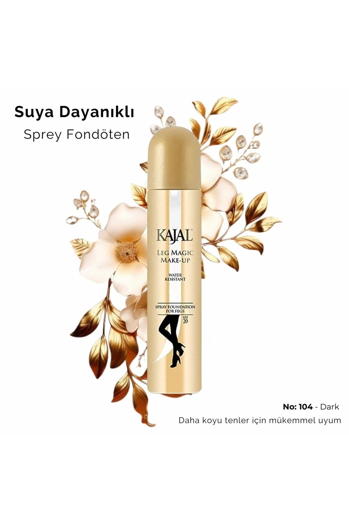 Kajal Spray Leg Foundation nr. 101 Magic Make-Up - Waterbestendige Spray Foundation voor Benen - SPF 20 - Kleur 101 - Very Light - Sneldrogend - Hydraterende en voedende inhoud - Camoufleert huidoneffenheden - 75 ml