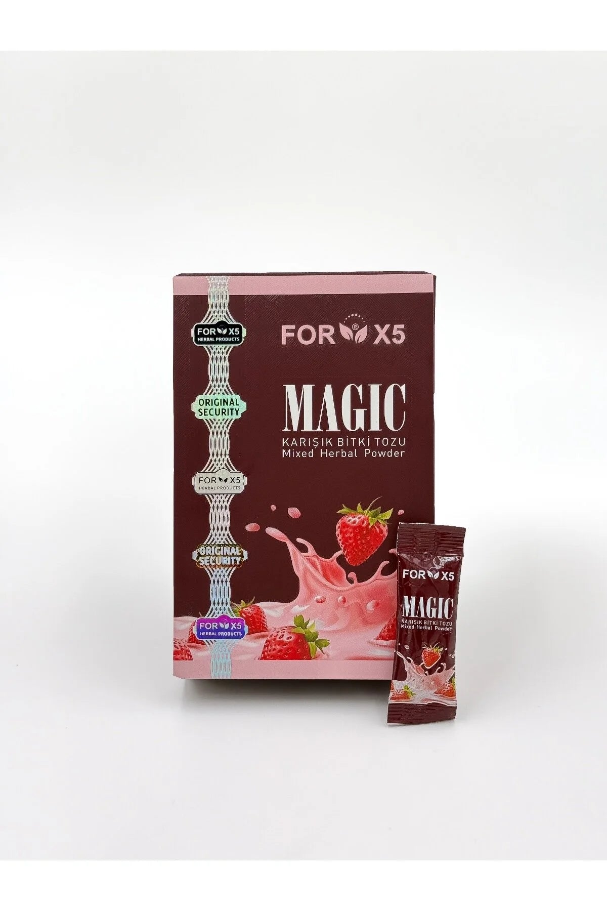 FORX5 Magic MILK Weight Gainer – Kruidenpoeder voor Gezonde Gewichtstoename – 30 Sachets – Aardbei – Natuurlijke Kilo Aankomer